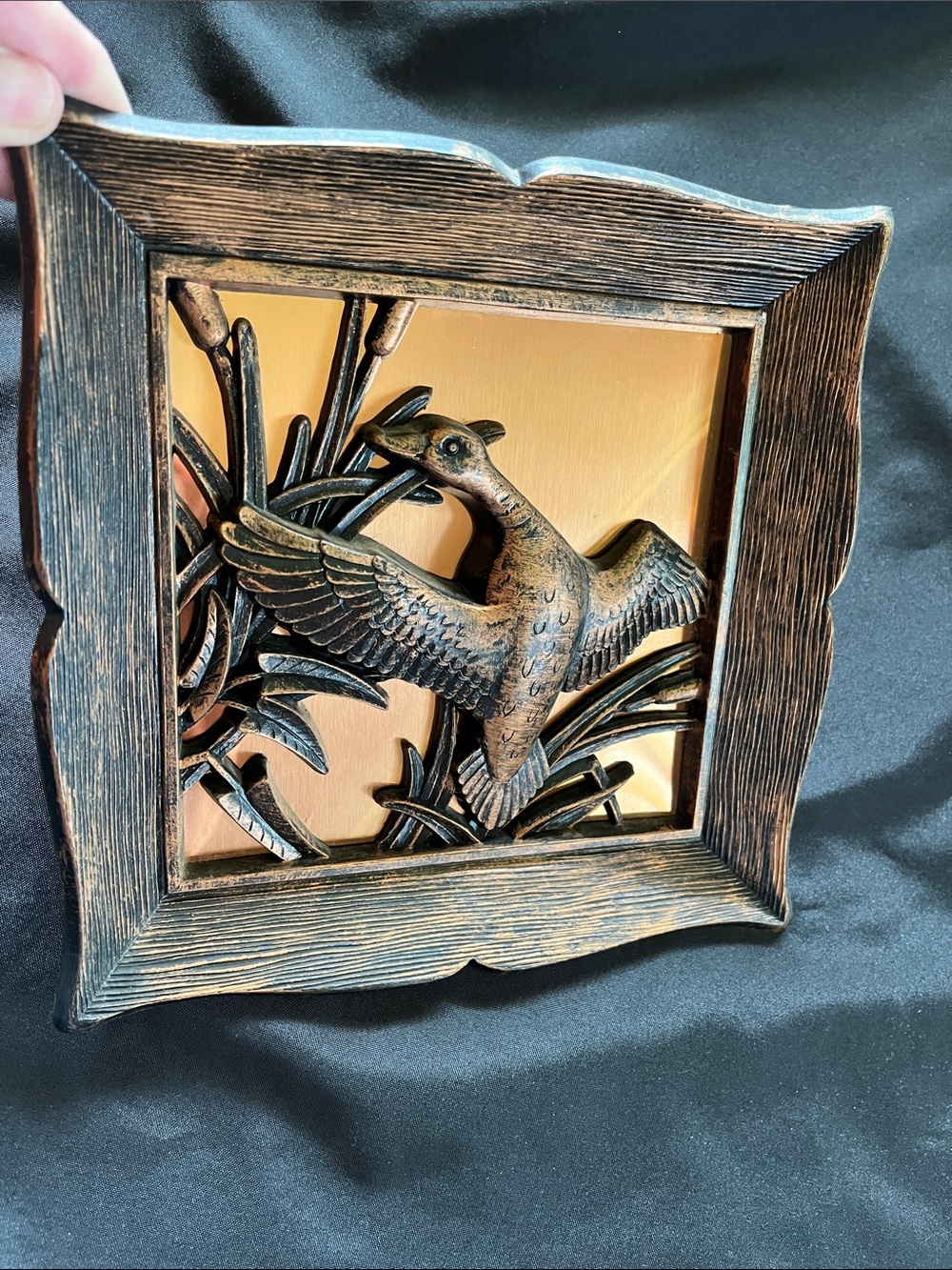 60s Coppercraft Guild Duck Gamebird In Reeds Vtg 3D Wildlife Wall Hanging MCM